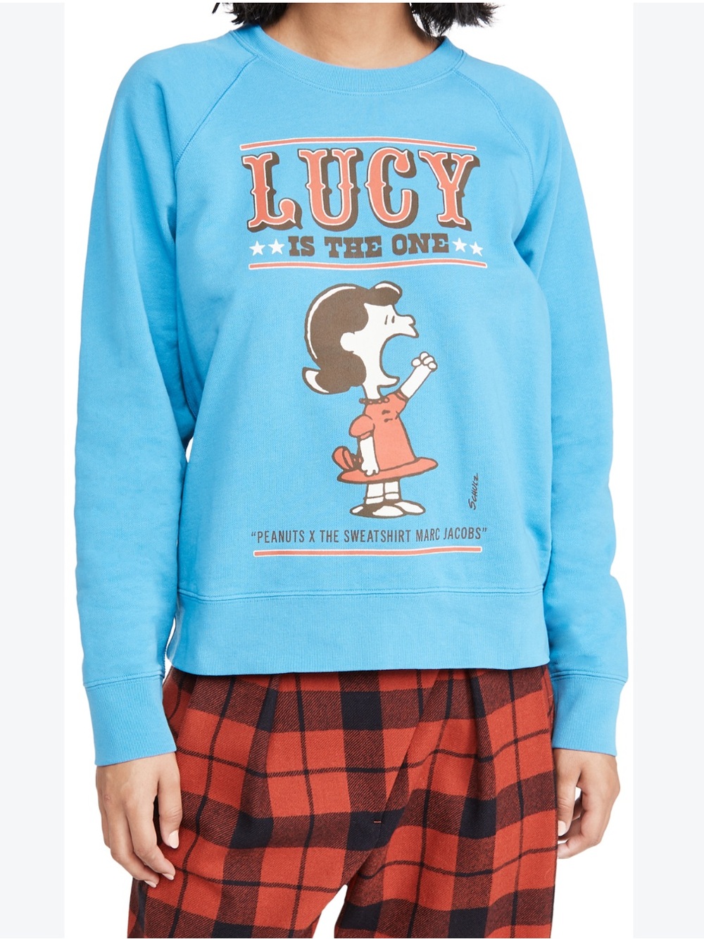 Marc Jacobs Peanuts Lucy Graphic Sweatshirt in Bright Blue and Red